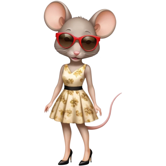 rat wearing mini dress high heels and sunglasses  emoji