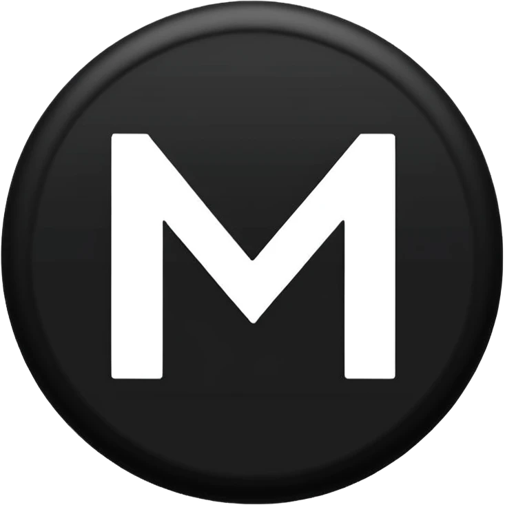 Black Circle with MB written on it emoji