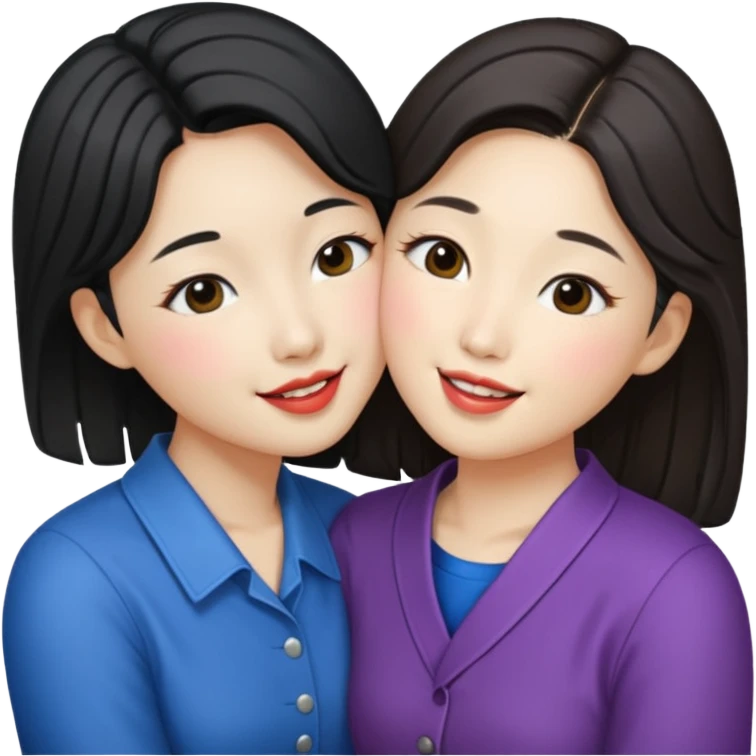 Korean lesbians, kissing emoji