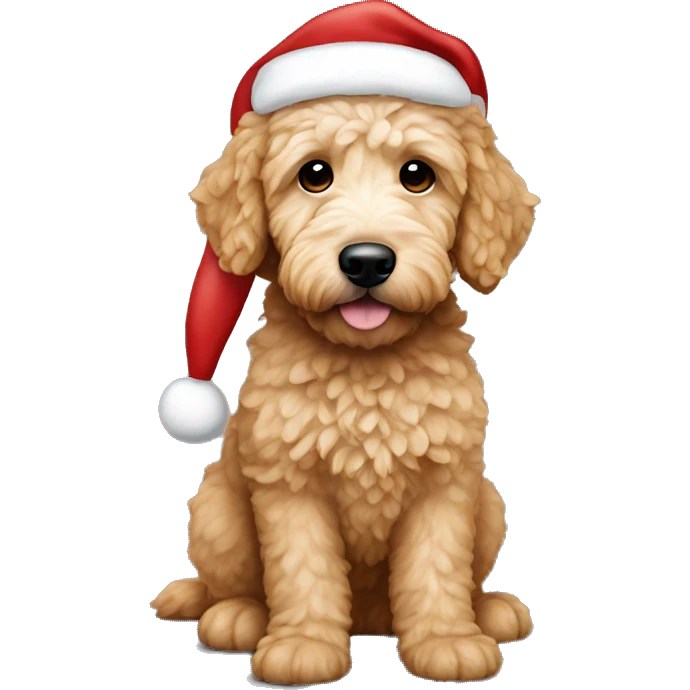 mini golden doodle with santa hat  emoji