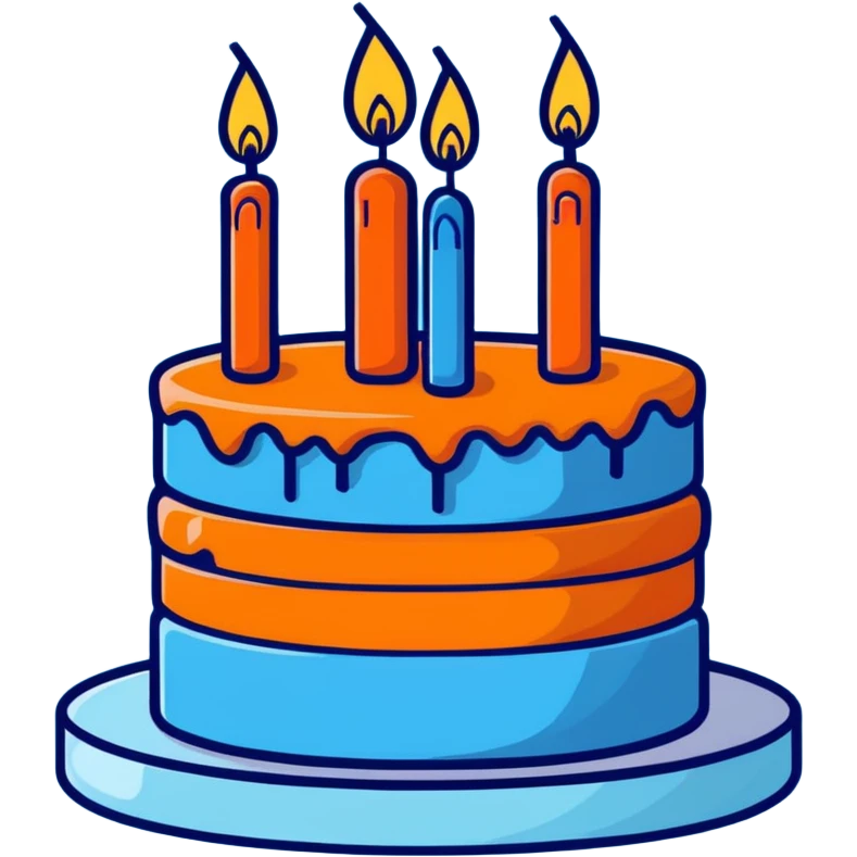 a blue cake with candles emoji