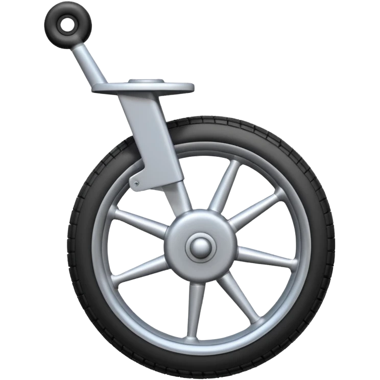 Emoji-style aircraft landing gear with a single wheel and strut, simplified design, clean lines, cartoon-like, isolated on white background, minimal shading emoji