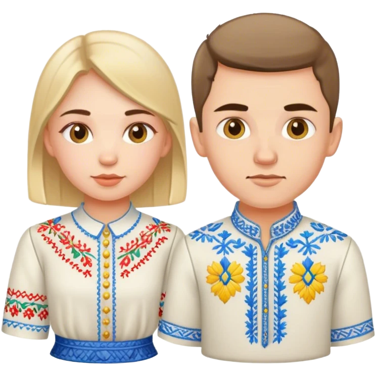 A Ukrainian girl in an embroidered shirt and a Ukrainian boy in an embroidered shirt emoji