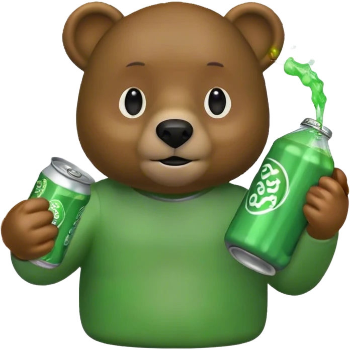bear with a coke and the coke is in green colour emoji
