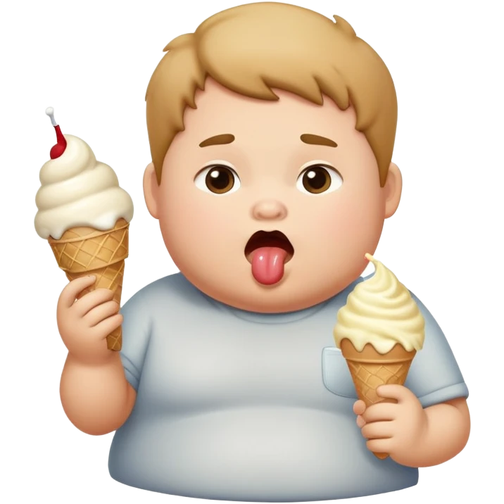 Chubby kid eating ice cream and farting emoji