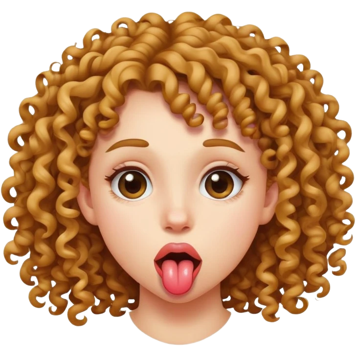 teen girl sticking out her tongue, with curly hair emoji