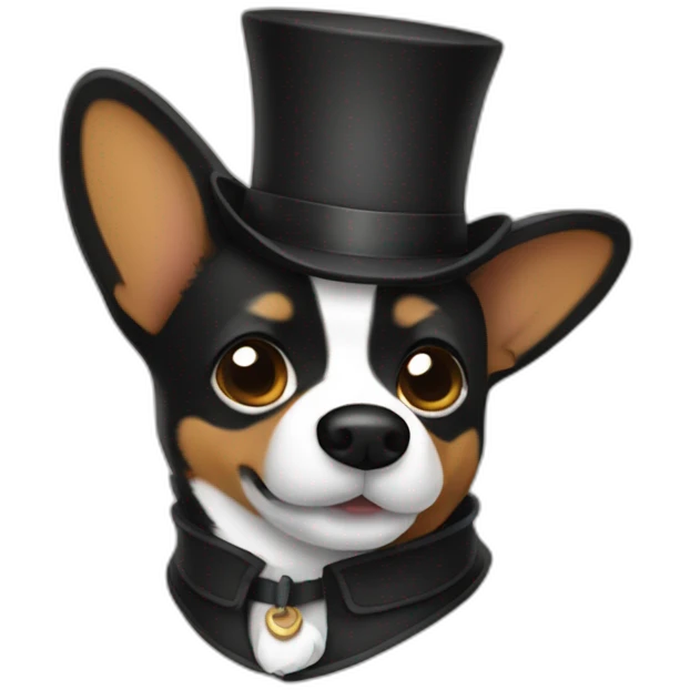 Black corgi westing Sherlock holmes costume emoji