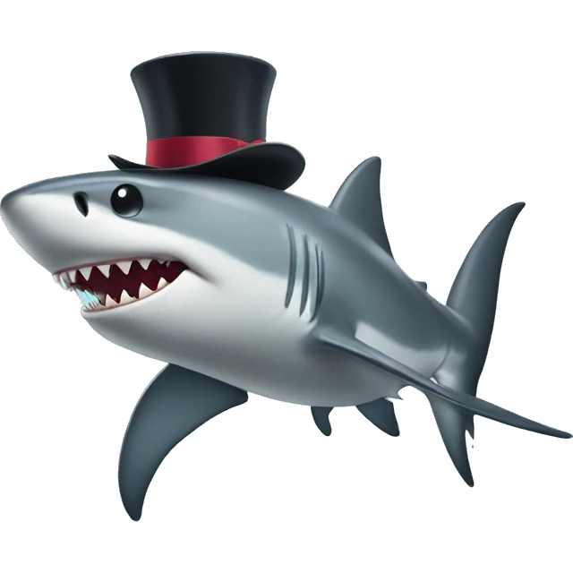 Shark with a top hat emoji
