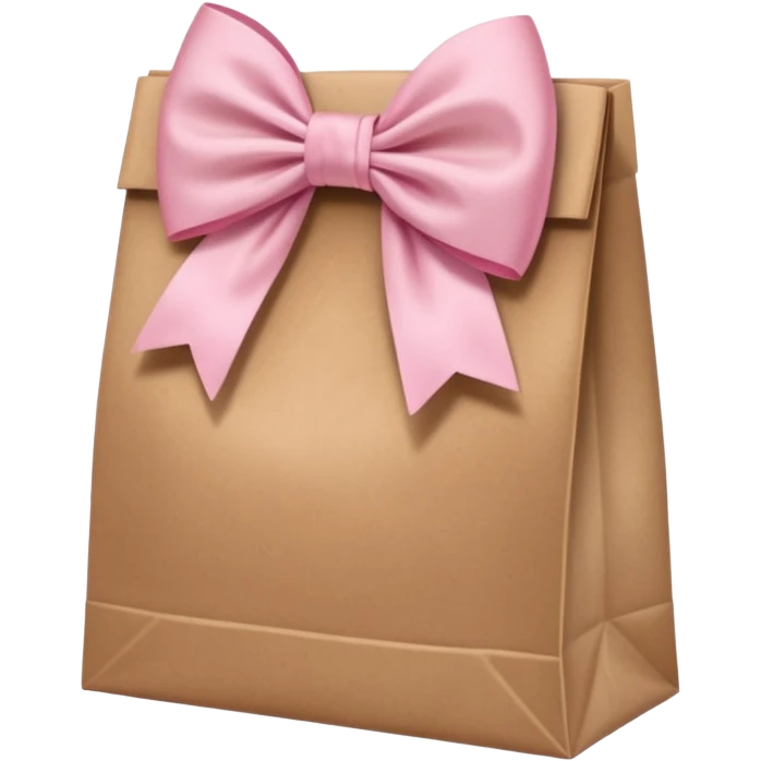 Brown bag with pastel pink bow emoji