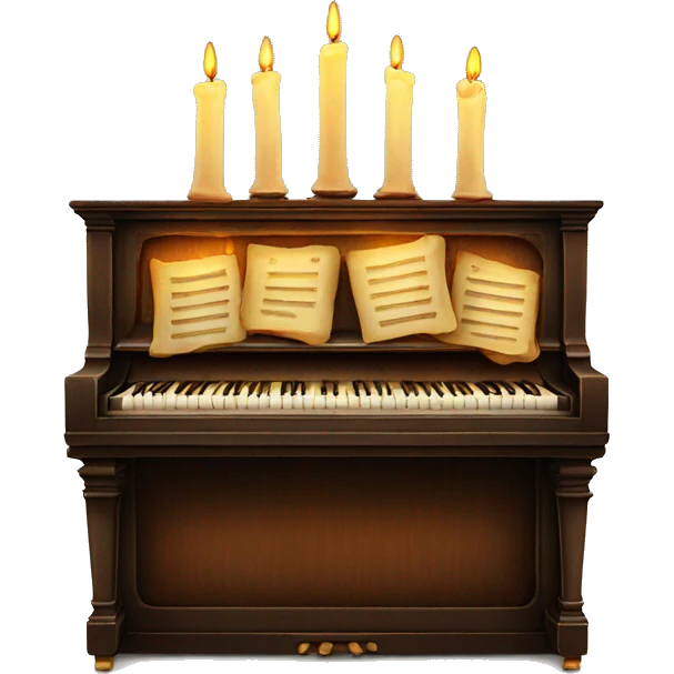 vintage piano with melted candles on top emoji