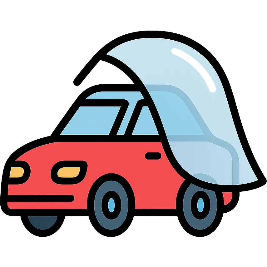 modern colorful icon of a car covered with a transparent protective film emoji