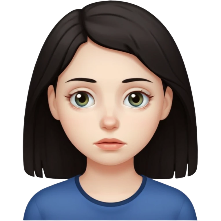 Girl with dark hair and circles under eyes tired  emoji