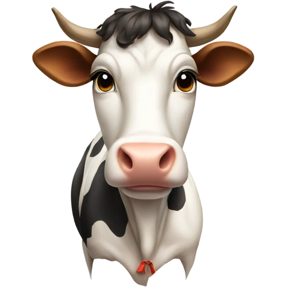 A cow withe a bow in his hair  emoji