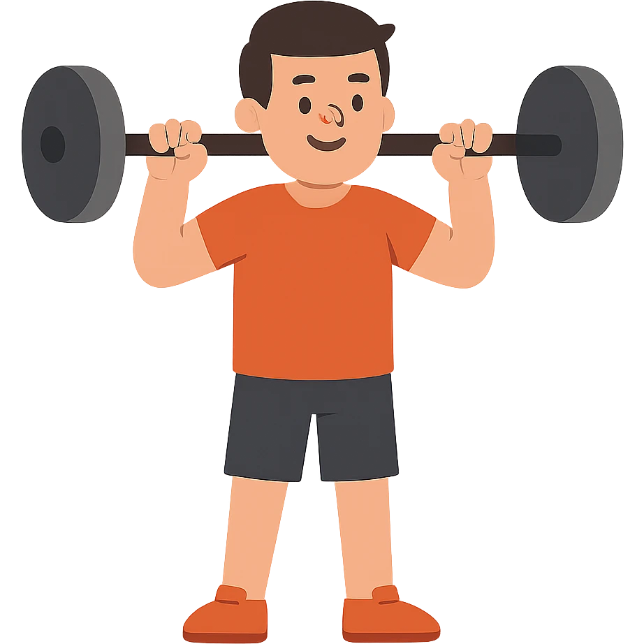 flat toon style man holding a barbell emoji