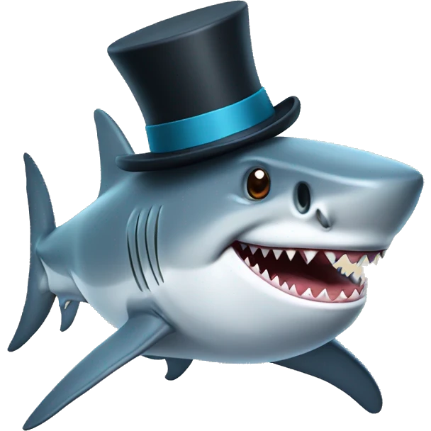 Shark with a top hat emoji