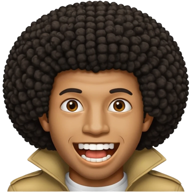 Black seventeen man  with a afro haircut and grillz in his teeths emoji