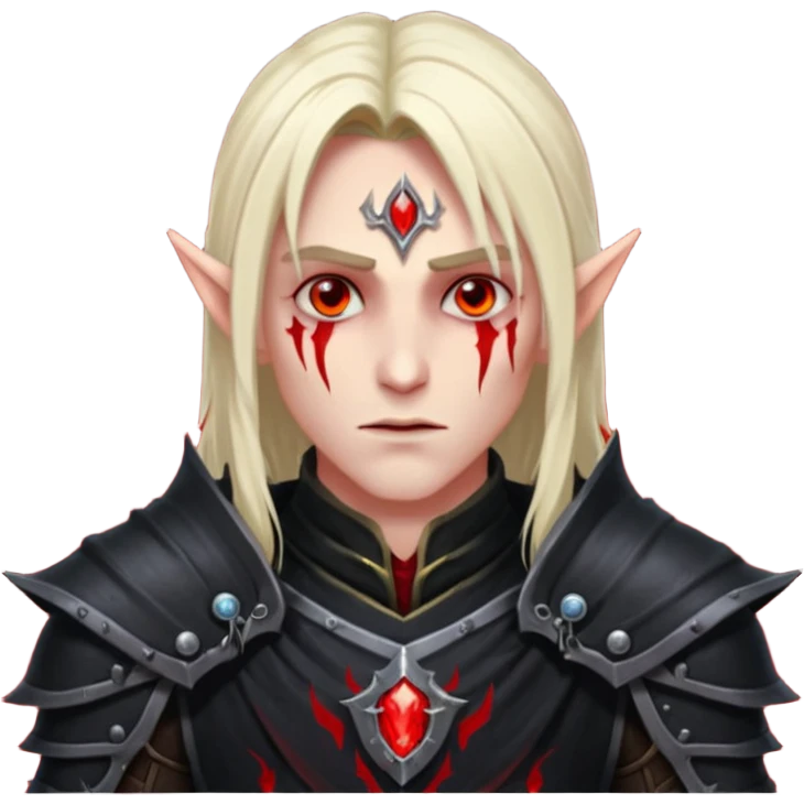 Blood elf deathKight glowing red eyes all clocked in darkness male emoji