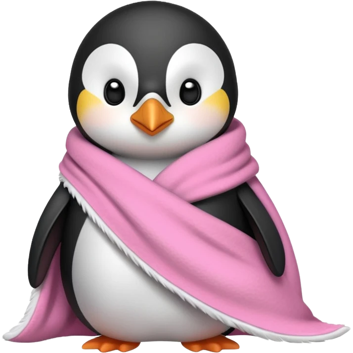 Cute penguin wrapped on pink blanket emoji