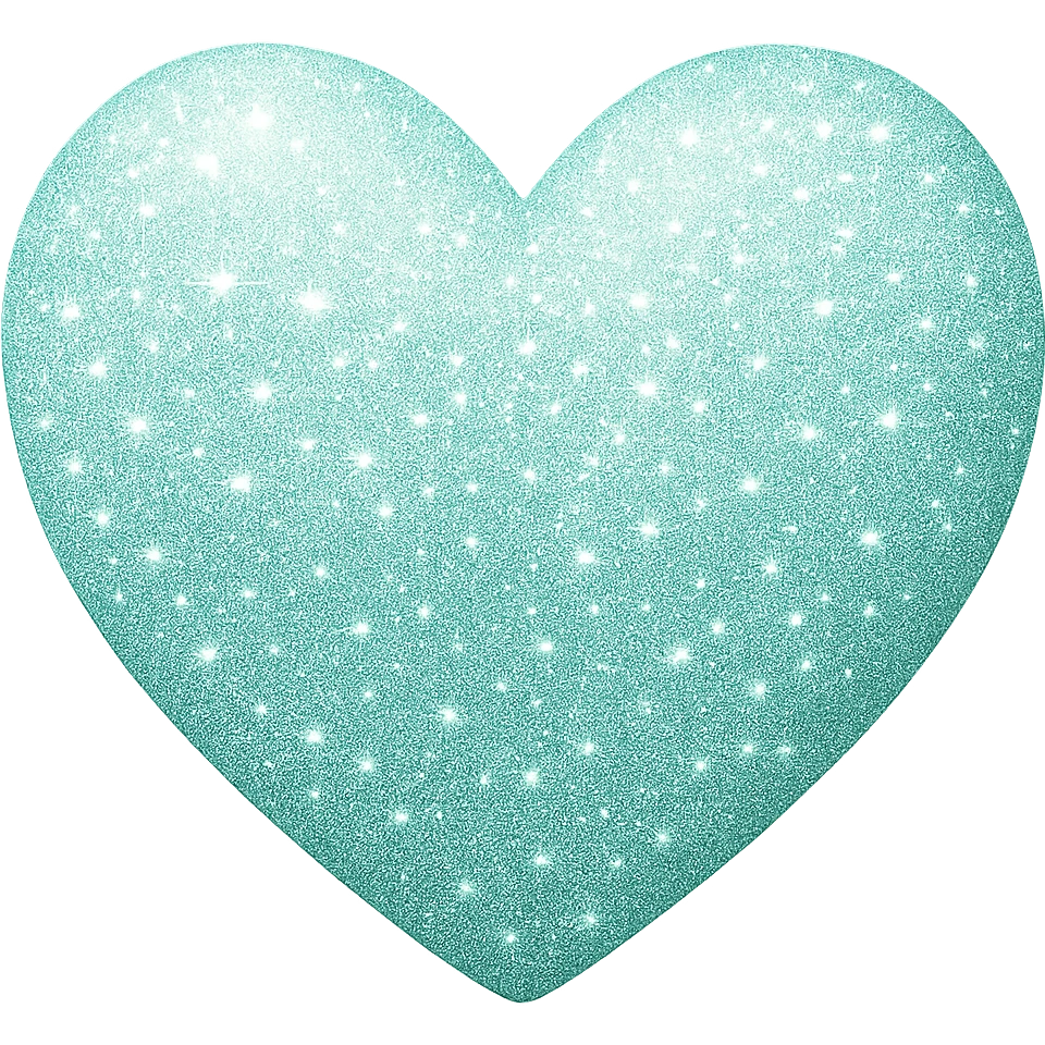 Make the mint color heart with a subtle gradient glittery effect, adding a gentle gradient and sparkling glitter texture, keeping the background transparent. Focus on a smooth gradient with glitter sparkle. emoji
