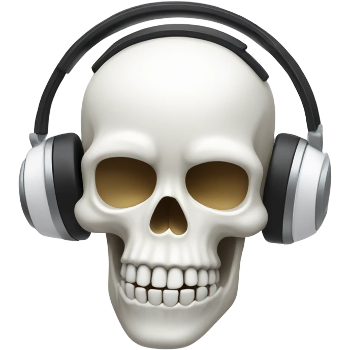 White base skull with white headphones on crying of laughter emoji