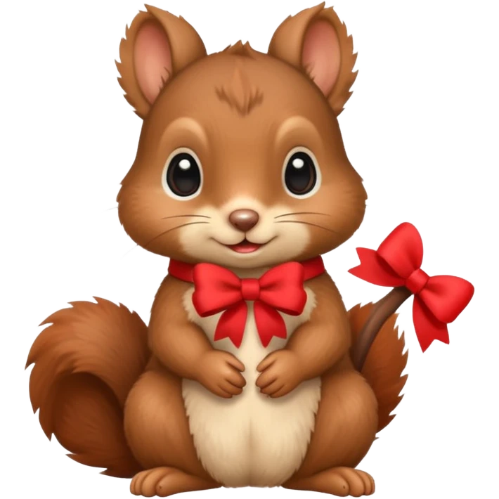 baby squirrel with a tiny red bow emoji
