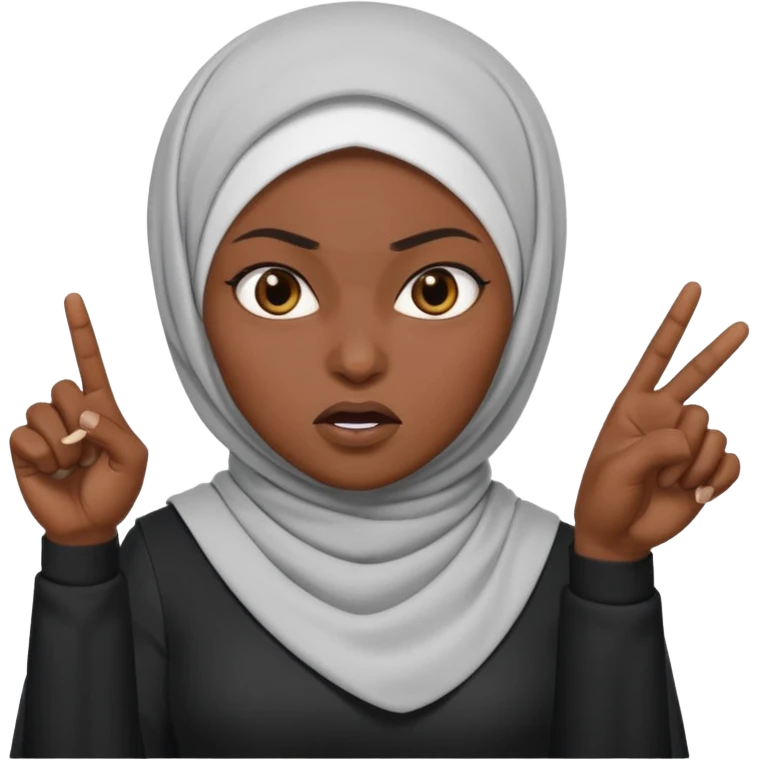 злая черная женщина мусульманка показывает пальцем emoji