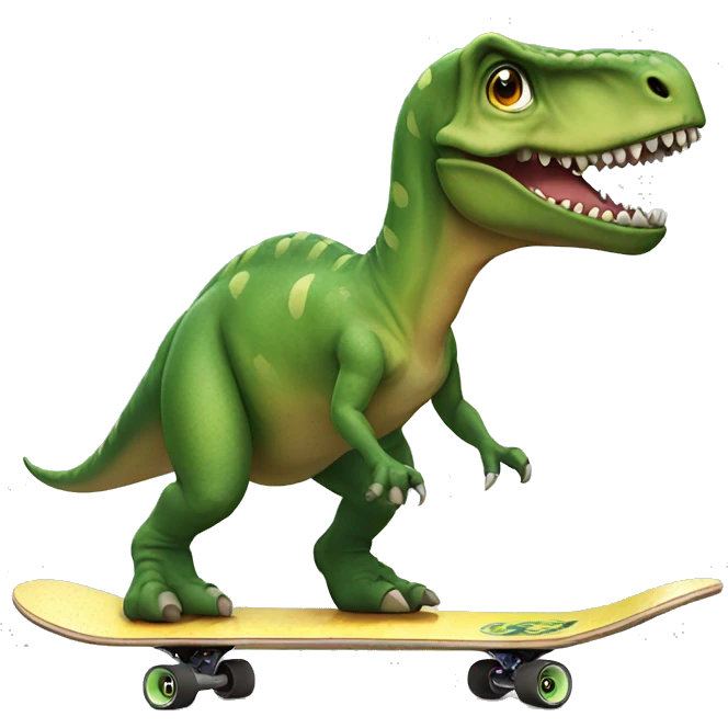 Dinosaur on a skateboard emoji