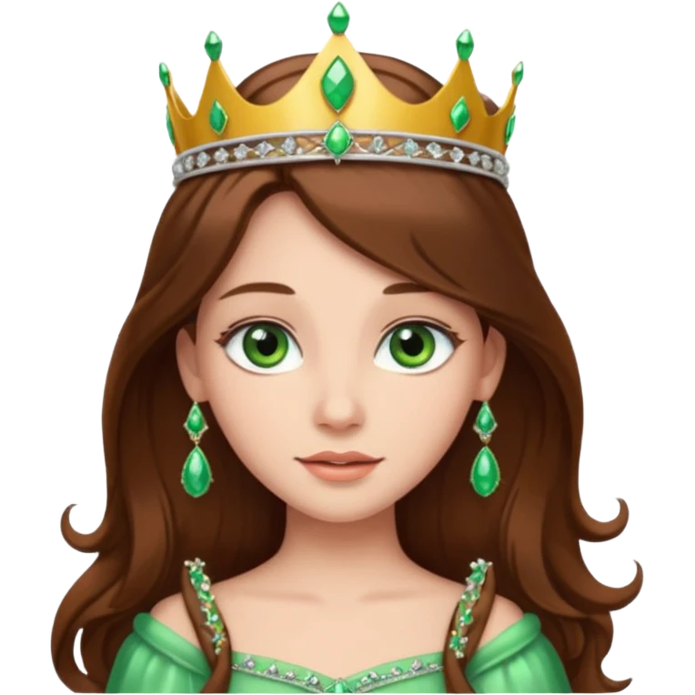 Princess with long brown hair green eyes emoji