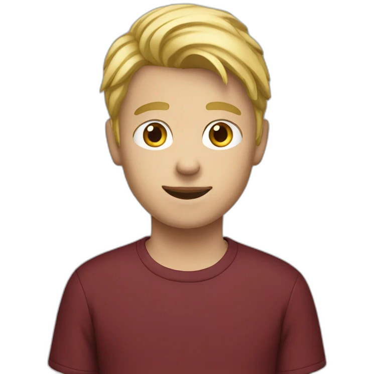 blond teenage boy with maroon shirt emoji