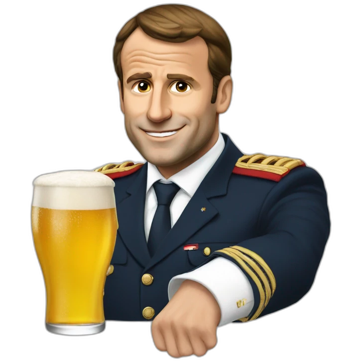 Macron avec une bière emoji