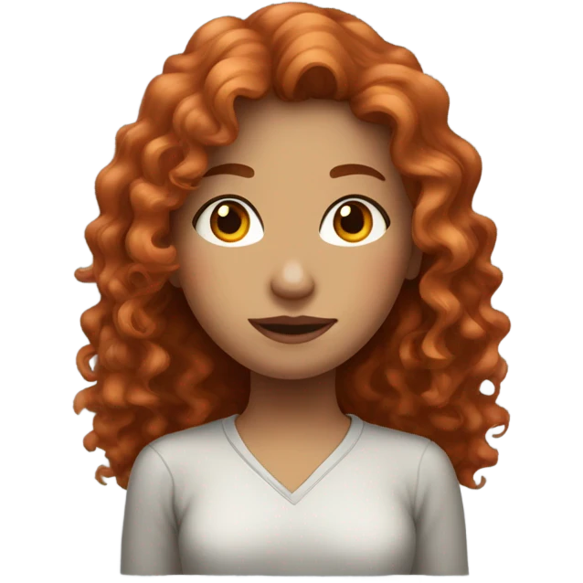 a red-haired girl with wavy hair and gray eyes and a mole near her mouth emoji