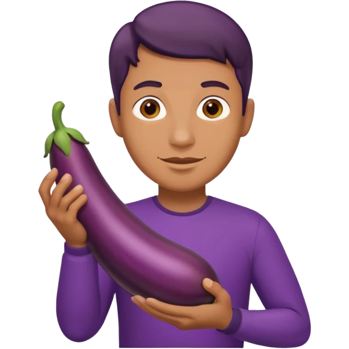 Naked man with an eggplant as his penis emoji