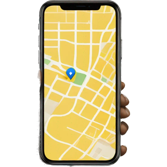 hand holding a iphone yellow map emoji