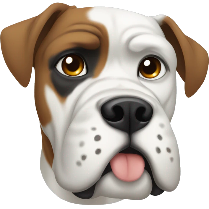 White boxer dog with one brown eye patch  emoji