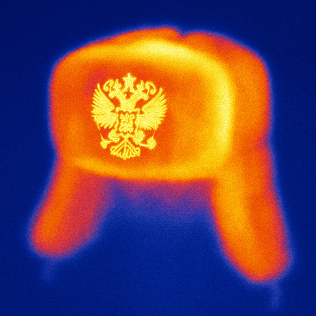 Russian hat ushank with the coat of arms of Russia emoji