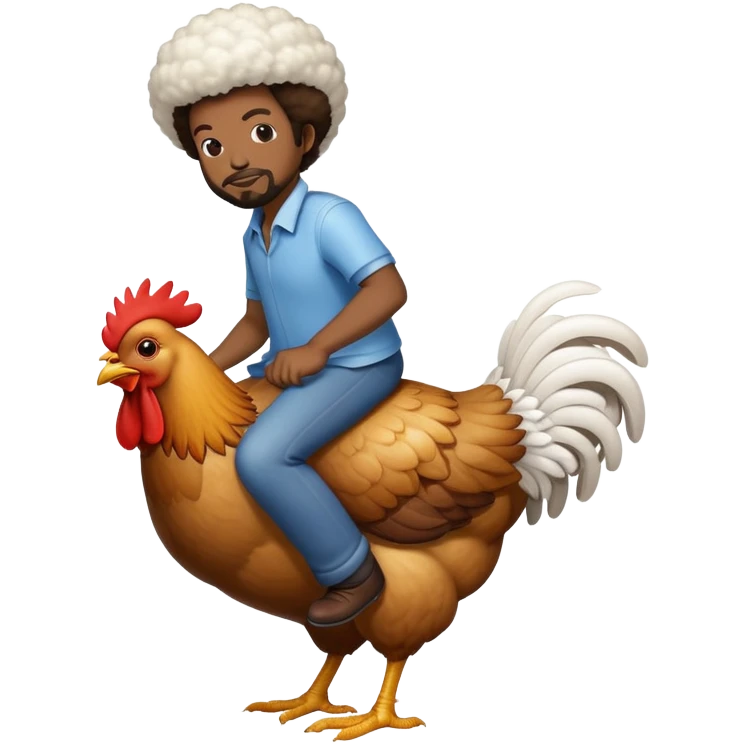 White Afroman riding on chicken emoji