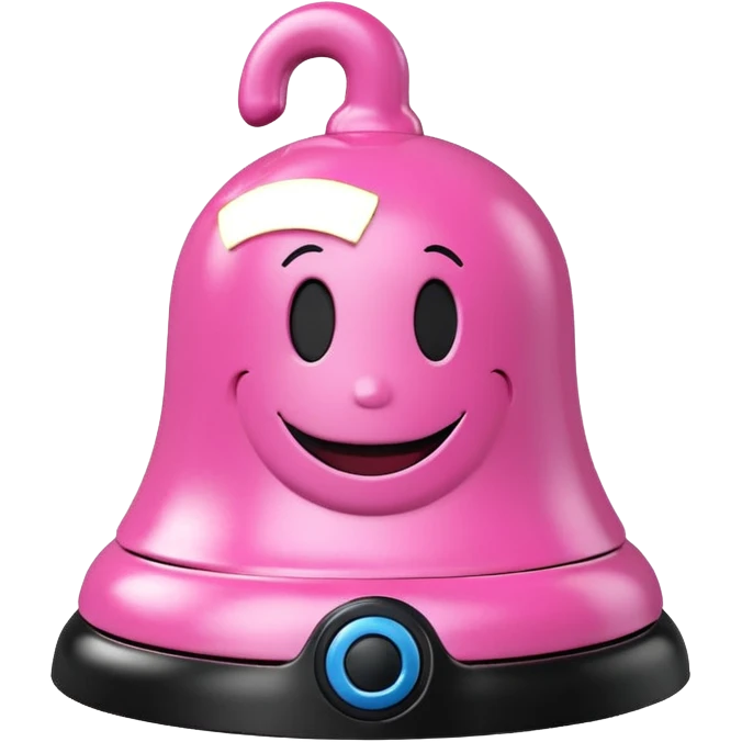 pink call bell with black base with smiley face on it emoji