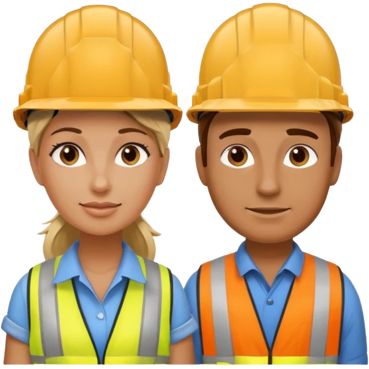 me haces una mujer y un hombre vestidos como constructores de obra emoji