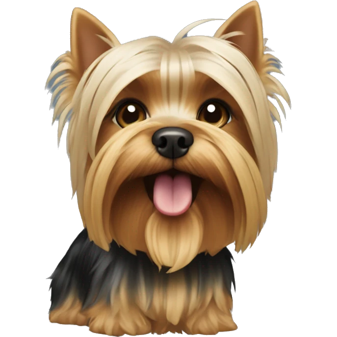 Yorkshire terrier with a haircut and a closed mouth emoji