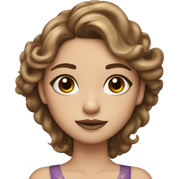 Create the zodiac sign leo as a pale brunette brown hair girl with elaborate makeup and dress that matches the zodiac sign  emoji