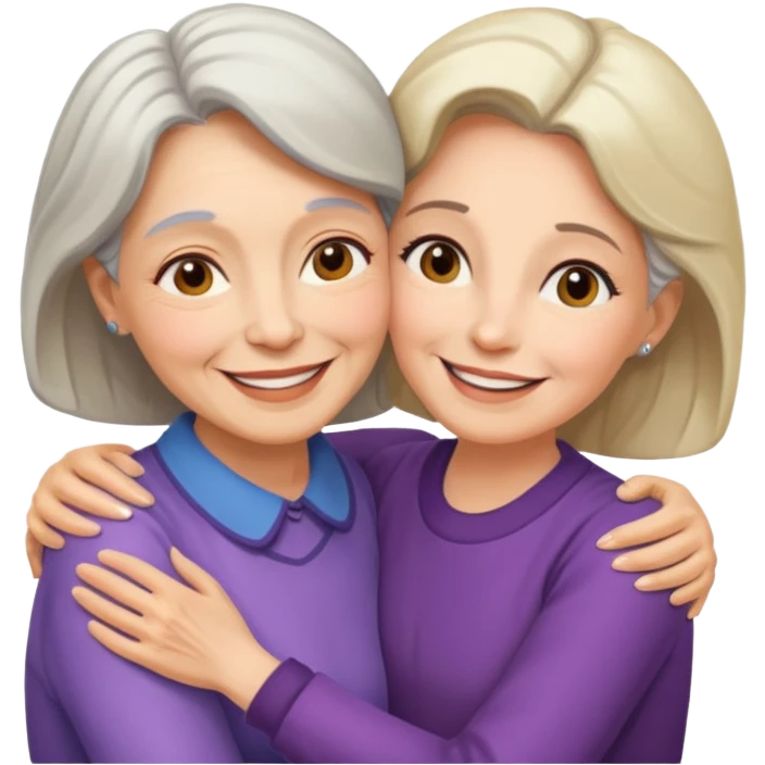 Abrazo de Madre de 70 años y hija emoji