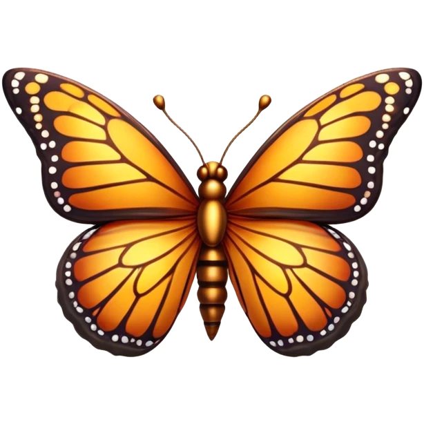 Cinematic Realistic Cute monarch Butterfly Portrait Emoji, Head tilted playfully and inquisitively, featuring vibrantly patterned ruby wings with intricate detailing and a charming, petite body with round, sparkling eyes full of warm curiosity, rendered with lifelike precision and natural highlights, high shine, affectionate and spirited, styled with a touch of whimsical garden delight, soft glowing outline, capturing the essence of a mischievous yet lovable monarch butterfly that seems poised to flutter playfully into your arms! emoji