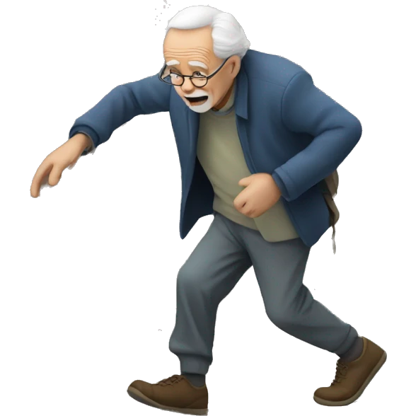 Old man stumbles on stairs emoji