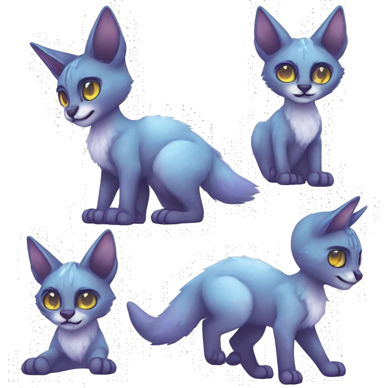 Cute Kawaii Cool Edgy Epic Ethereal Sparkly Colorful Sergal-Serval-Caracal-Vernid full body emoji