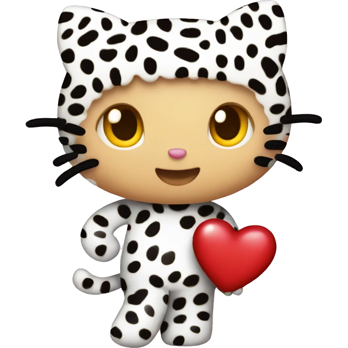hello kitty holding leopard heart emoji