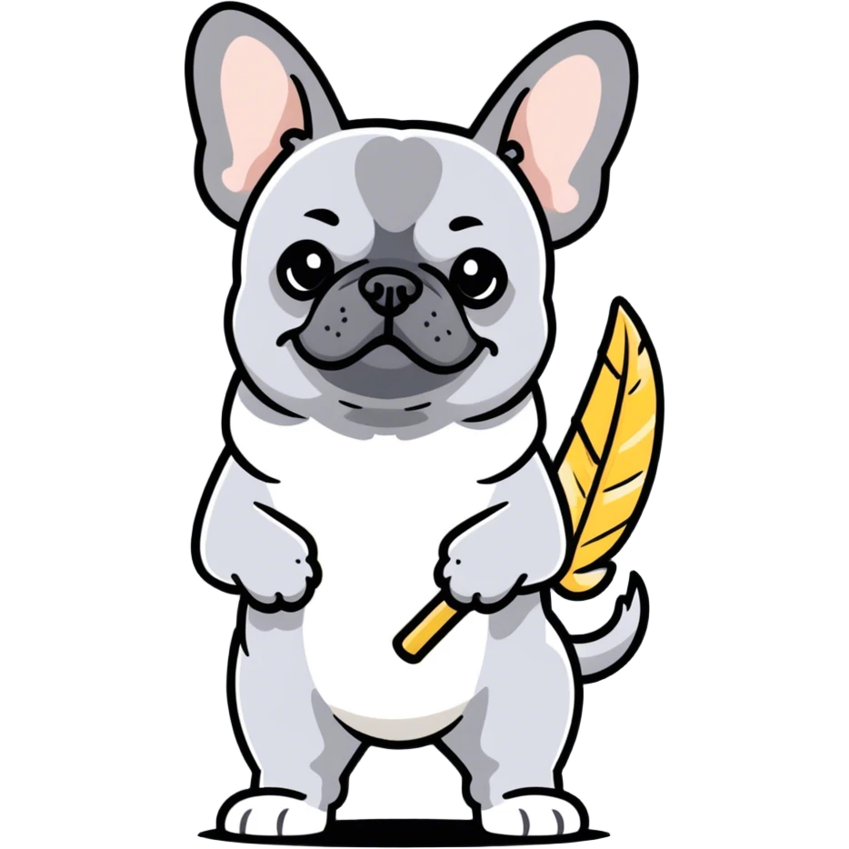 Grey French bulldog dusting  emoji