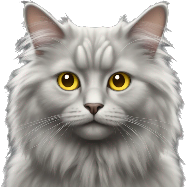 Angora cat gray with eyes yellow emoji