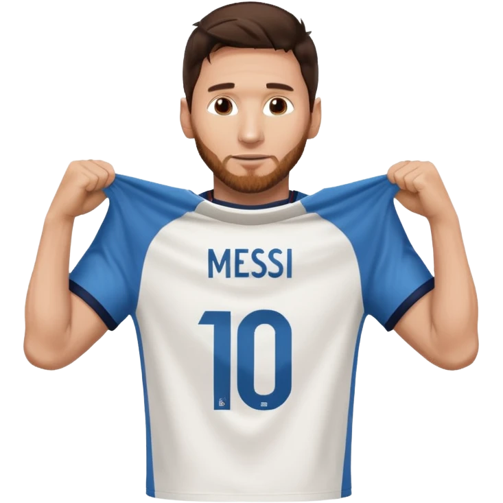 Lionel Messi holding up his own shirt emoji