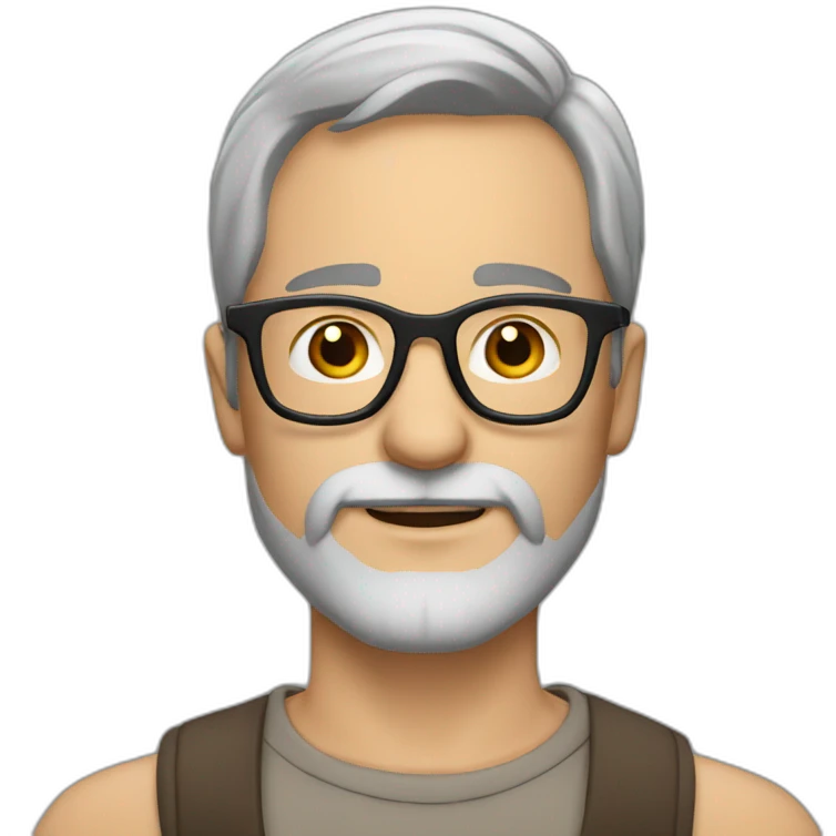 man short grey beard brown hair glasses emoji