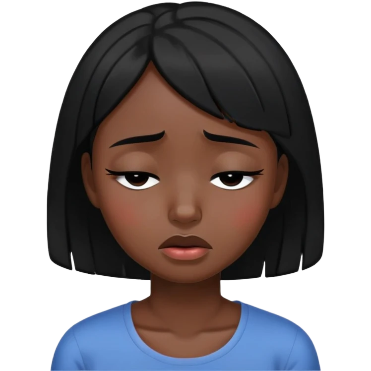 black dark girl with black haire super sad crying eyes closed emoji